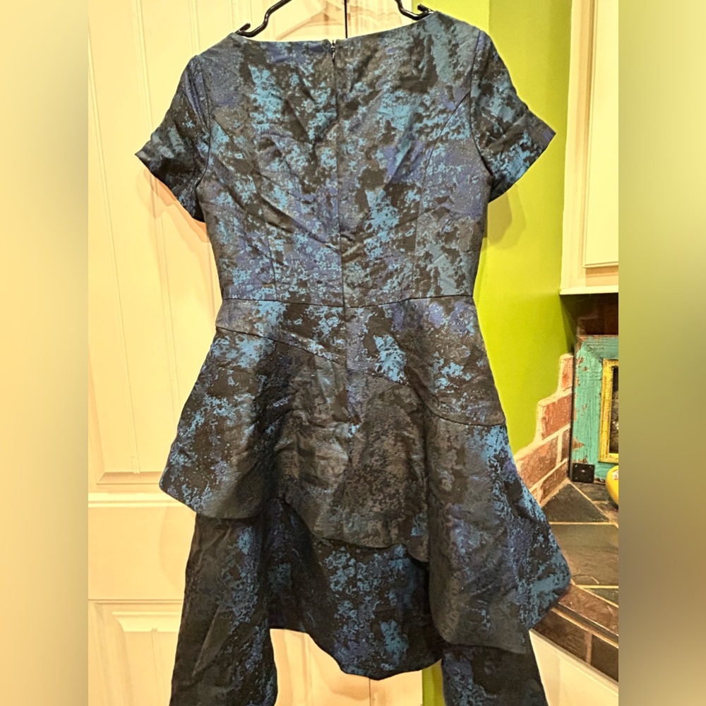 Shani Asymmetric Tiered Jacquard Dress in Blue size 2 - Picture 4 of 6